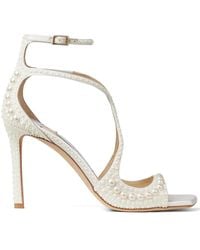Jimmy Choo - Azia 95Mm Pearl-Embellished Sandals - Lyst