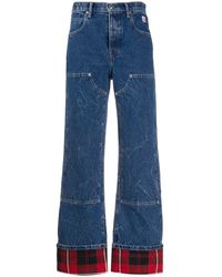Alexander Wang Checkered-trim High-rise Flared Jeans - Blue