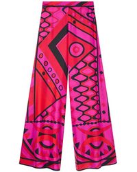 PUCCI - Pantalon Palazzo En Soie À Imprimé Vivara - Lyst