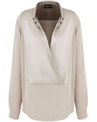 Giorgio Armani - Blouse Drapée En Soie À Manches Longues - Lyst