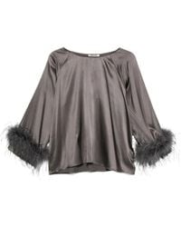 Max & Moi - Seidenstretch-Top Mit Federbesatz - Lyst