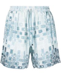 Amiri - Pattern-Logo-Printed Silk Shorts - Lyst