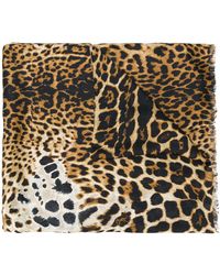 Saint Laurent - Leopard-print Silk Scarf - Lyst