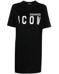 DSquared² - Logo-Print Cotton T-Shirt Dress - Lyst