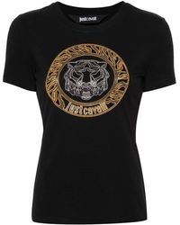 Just Cavalli - T-shirt Verfraaid Met Kristallen - Lyst