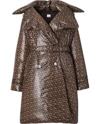 Burberry Monogram Print Nylon Down-filled Trench Coat - Brown