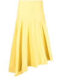 Jil Sander - High-Low Linen Midi Skirt - Lyst