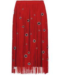 Prada - Eyelet-embellished Fringe Skirt - Lyst