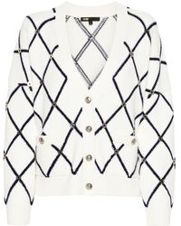 Maje - Diamond-Pattern Knitted Cardigan - Lyst