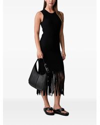 DKNY - Ribbed-Knit Fringe-Trim Midi Dress - Lyst