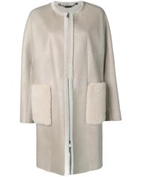 Manzoni 24 - Straight-Cut Coat With Fur Trimmed Pockets - Lyst