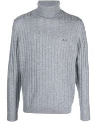 Sun 68 - Logo-embroidered Cable-knit Jumper - Lyst
