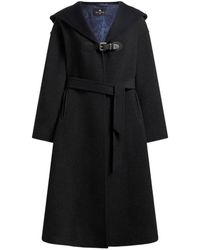 Etro - Wool-Blend Coat With Hood And Belt - Lyst