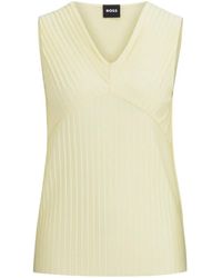 BOSS - Vネック プリーツトップ - Lyst