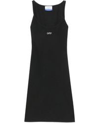 Off-White c/o Virgil Abloh - Off- Off-Embroidered Ribbed Minidress - Lyst