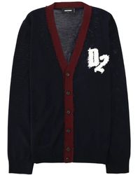 DSquared² - Logo-Patch Frayed Cardigan - Lyst