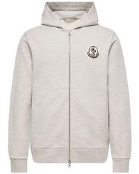 Moncler - Sketched Logo Zip-Up Cotton Hoodie - Lyst