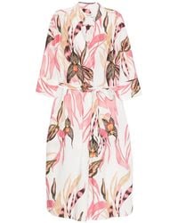Psophia - Floral-Print Belted Midi Dress - Lyst