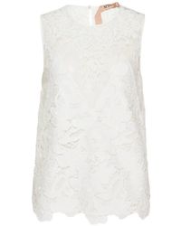 N°21 - Floral-Lace Sleeveless Top - Lyst
