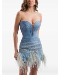 IMROSKA - Feather-Trim Lace-Embellished Dress - Lyst