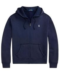 Polo Ralph Lauren - Cotton-Blend Drawstring Hooded Zip Sweater - Lyst
