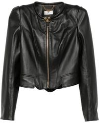 Elisabetta Franchi - Peplum-Hem Leather Jacket - Lyst