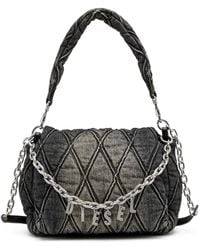 DIESEL - Charm-D M-Schultertasche Aus Steppdenim - Lyst