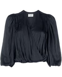 Zadig & Voltaire - V-neck Draped Satin Blouse - Lyst