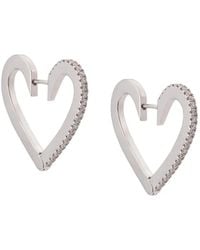 CADAR - 18Kt Endless Medium Diamond Heart Hoop Earrings - Lyst