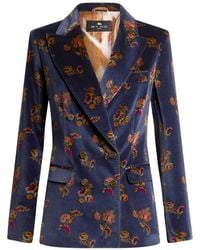Etro - Jacke Aus Samt Mit Blumenmuster, Damen, Größe - Lyst