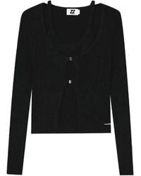 Izzue - Ribbed-Knit Cut-Out Layered Sweater - Lyst