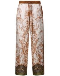 Pierre Louis Mascia - Aloe Floral-Print Silk Trousers - Lyst