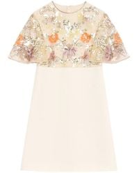 Valentino Garavani - Embroidered Crepe Couture Short Dress - Lyst