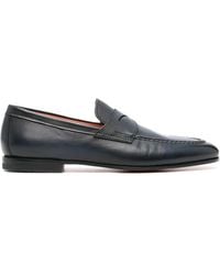 Santoni - Penny-Slot Leather Loafers - Lyst