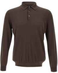 Kangra - Long-Sleeve Silk Polo Shirt - Lyst
