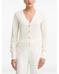 Guess - Flower-Button Pointelle-Knit Cardigan - Lyst