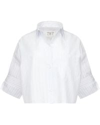 Twp - Next Ex Pinstripe Cropped Shirt - Lyst