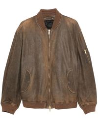 Golden Goose - Distressed Padded Leather Bomber Jacket - Lyst