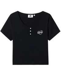 Chocoolate - Ribbed Button-Embellished T-Shirt - Lyst