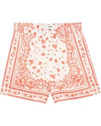 Fendi - Floral-Print Silk Shorts - Lyst