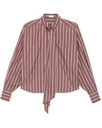 Brunello Cucinelli - Top a rayas con cuello lazado - Lyst