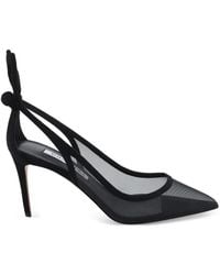 Aquazzura - Bow Tie Mesh And Suede Pumps With Cut-Out Knot And High Heel - Lyst
