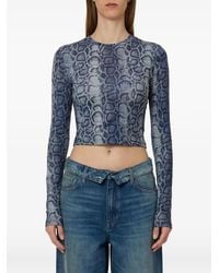 Liu Jo - Crop-Top Denim-Effect Python-Print - Lyst