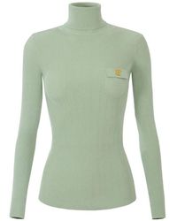 Elisabetta Franchi - Knit Turtleneck Top With Openwork Embroideries - Lyst