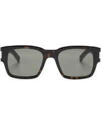 Saint Laurent - Logo-Plaque Square-Frame Sunglasses - Lyst