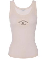 Elisabetta Franchi - Logo-Patch Ribbed-Knit Top - Lyst
