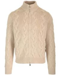 Al Duca d'Aosta - Cable-Knit Zip-Up Cardigan - Lyst