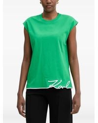 KARL LAGERFELD - Logo-Embroidered Sleeveless T-Shirt - Lyst
