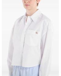 Calvin Klein - Cropped Popeline Blouse - Lyst