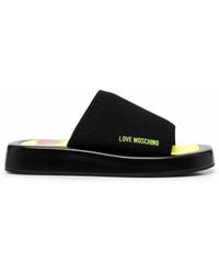 Love Moschino - Logo-print Open-toe Slides - Lyst